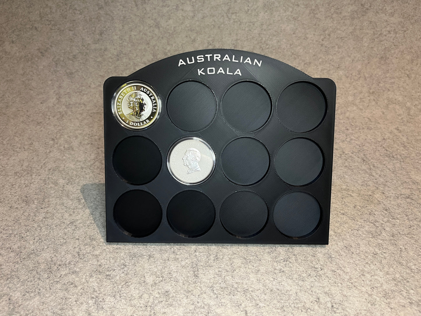 Display ställ för 12 1oz silvermynt Australian Koala samling