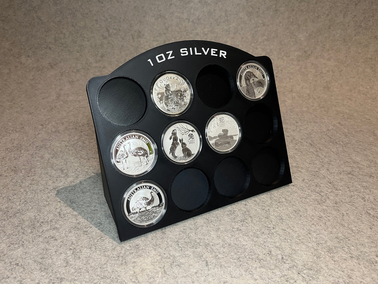 Display ställ för 12st 1oz silvermynt samling