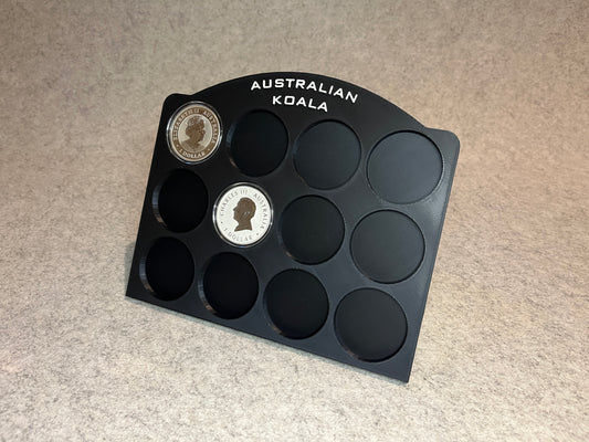 Display ställ för 12 1oz silvermynt Australian Koala samling