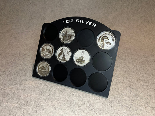 Display ställ för 12st 1oz silvermynt samling